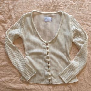 Cream cardigan with pearl buttons
